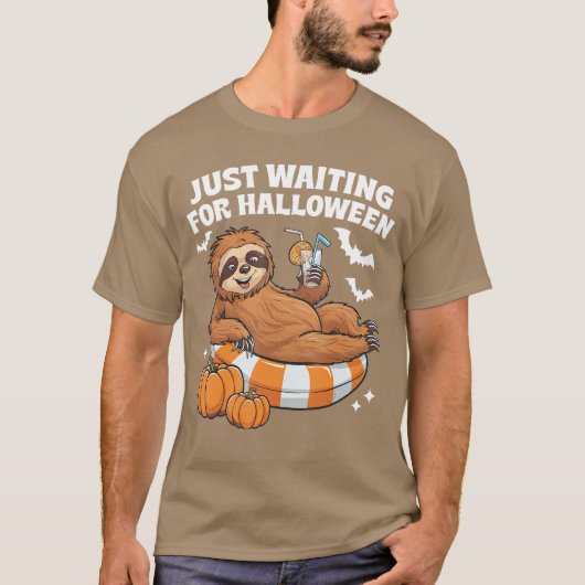 T-shirt Just Waiting For Halloween Cute Lazy Sloth Hallowe (Devant)