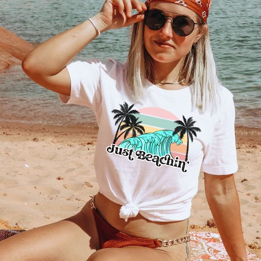 T-shirt Juste À La Plage, Joli Vacances Été Retro Beach Bu