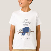 T-shirt Juste accrochant autour du bleu de paresse (Devant)