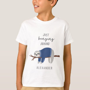 T-shirt Juste accrochant autour du bleu de paresse
