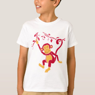 T-shirt Juste accrocher le docile rouge du singe