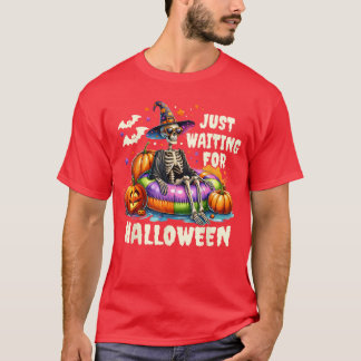 T-shirt Juste en attendant Halloween Drôle de squelette ef