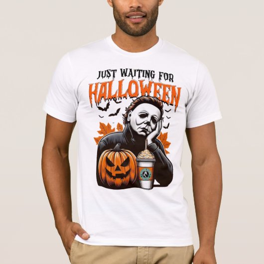 T-shirt Juste en attente de la chemise Halloween (Devant)