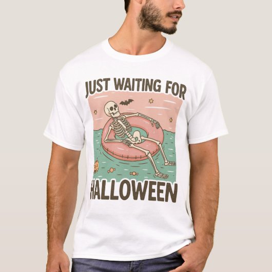 T-shirt Juste en attente d'Halloween, Éffrayant Summer Vib (Devant)