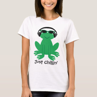 T-shirt Juste grenouille de Chillin avec des écouteurs et