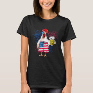 T-shirt Juste Ici À Bang USA Drapeau Poulet Bière 4 Juil