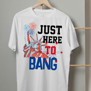 T-shirt Juste ici pour bang Lady Liberty image feux d'arti