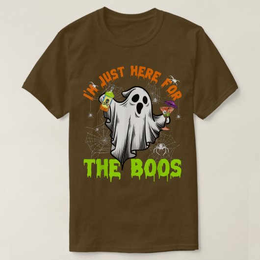 T-shirt Juste Ici Pour Boos Ghost Drink Spider Hallowee (Design devant)
