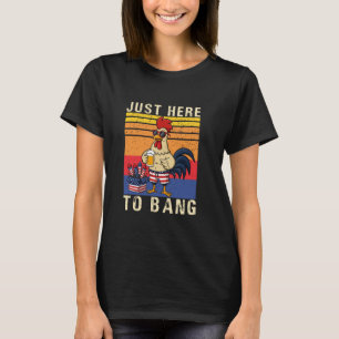 T-shirt Juste ici pour cogner Funny Chicken 4 juillet Vint