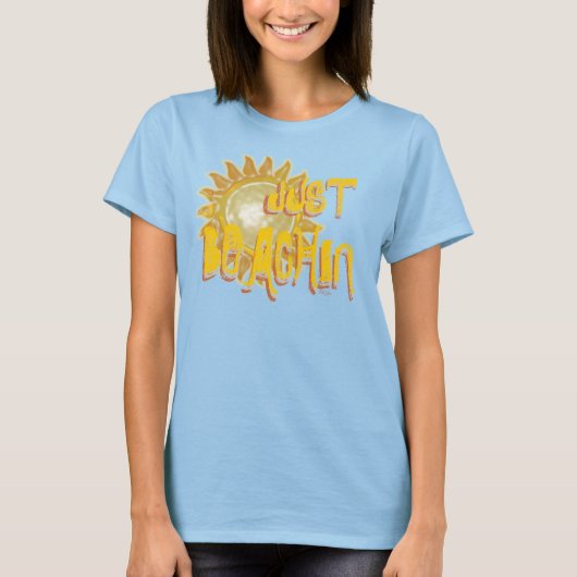 T-shirt Juste LA PLAGE ! (soleil 3D/jaune) (Devant)