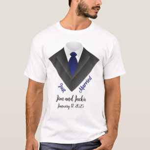 T-shirt Juste Marié Pour Groom - Tux Avec Mariage Cravate