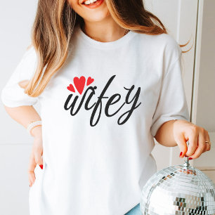 T-shirt Juste Marié Wifey Moderne Élégant Script simple