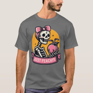 T-shirt Juste Peachy Funny Skeleton Femme Fruit d'été