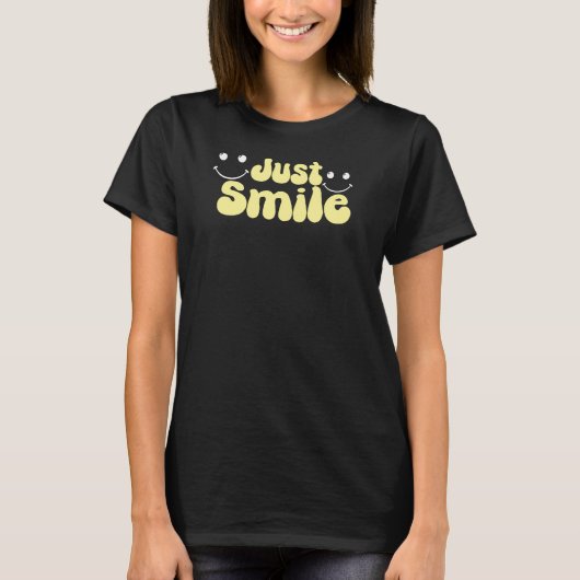 T-shirt Juste Sourire, Graphique Vibrations Positives (Devant)