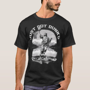 T-shirt Juste Trempé Drôle de Baptême Jésus Jouant au Bask