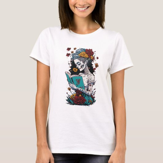 T-shirt Juste Un Autre Chapitre Skeleton Lecture (Devant)