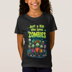 T-Shirt Juste un gamin qui aime les zombies dessin animé H