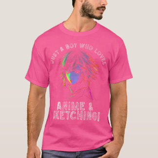 T-shirt Juste Un Garçon Qui Aime Anime Et Sketching Manga
