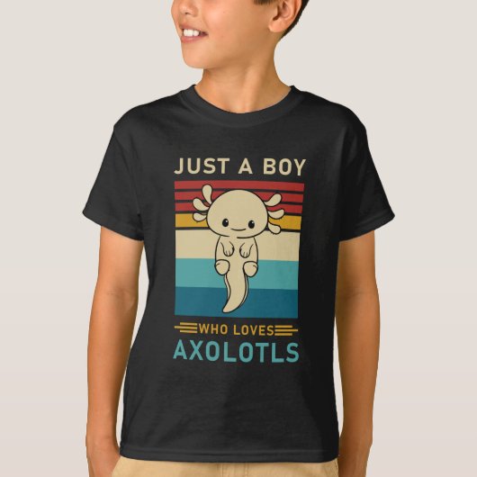 T-shirt Juste un garçon qui aime Axolotls, mignon Axolotl (Devant)