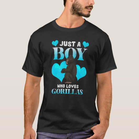 T-shirt Juste Un Garçon Qui Aime Gorillas Coeur Singe Gori (Devant)
