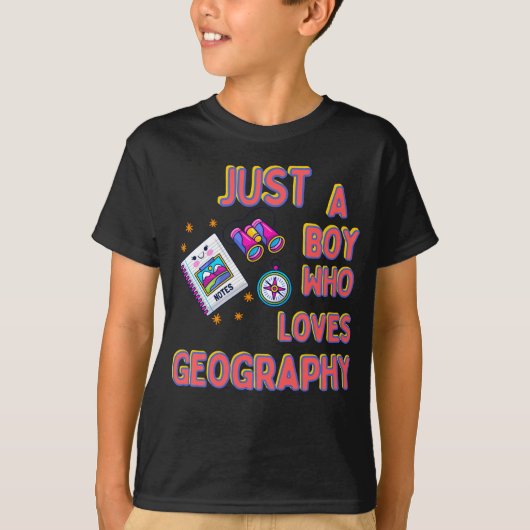 T-shirt Juste un garçon qui aime la géographie Jeune scien (Devant)