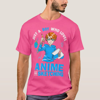 T-shirt Juste Un Garçon Qui Aime L'Anime Et Le Sketching
