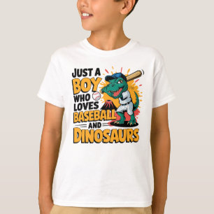 T-shirt Juste un garçon qui aime le baseball et les dinosa
