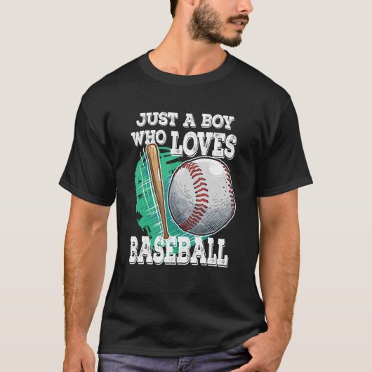 T-shirt Juste Un Garçon Qui Aime Le Joueur De Baseball (Devant)