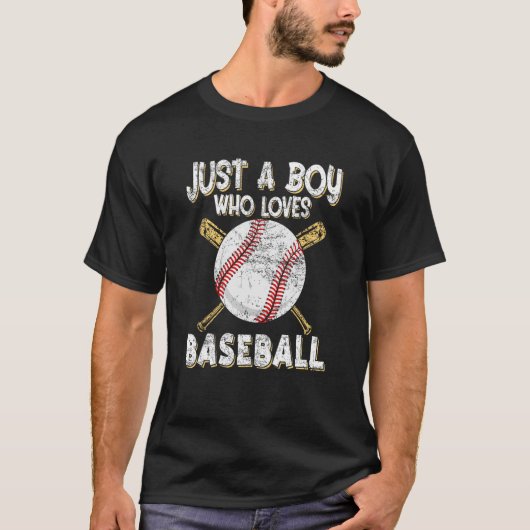 T-shirt Juste un garçon qui aime le Pitcher de Baseball (Devant)