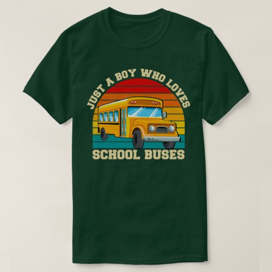 T-shirt Juste un garçon qui aime l'école Buses drôles vint (Design devant)