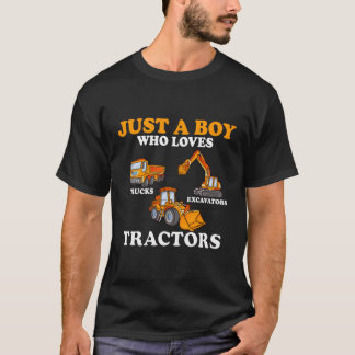 T-shirt Juste Un Garçon Qui Aime Les Camions Excavateurs T