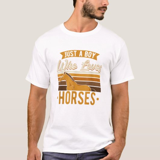T-shirt Juste Un Garçon Qui Aime Les Chevaux Chemise Éques (Devant)