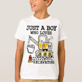 T-shirt Juste Un Garçon Qui Aime Les Excavateurs Construct (Devant)