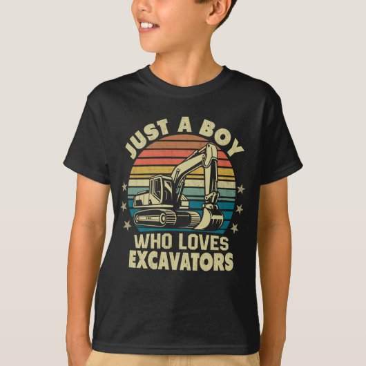 T-shirt Juste Un Garçon Qui Aime Les Excavateurs Construct (Devant)
