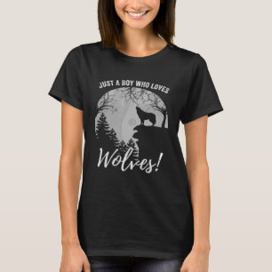 T-shirt Juste Un Garçon Qui Aime Les Loups Pleine lune Gar
