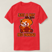 T-shirt Juste un garçon qui aime les pandas rouges 1 (Design devant)