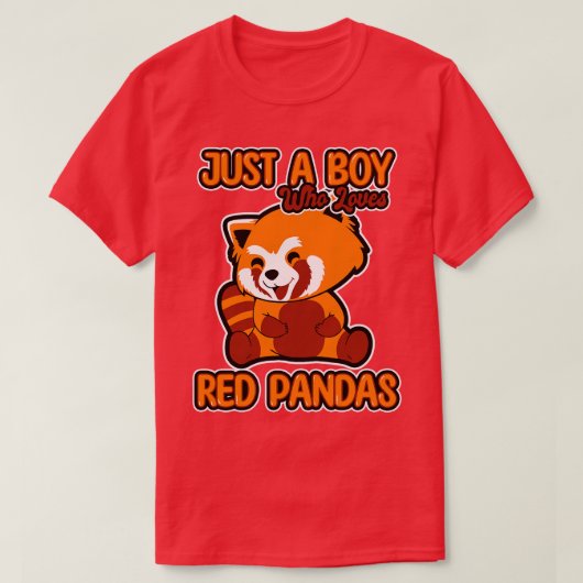 T-shirt Juste un garçon qui aime les pandas rouges 1 (Design devant)