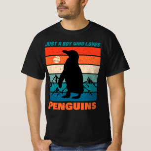 T-shirt Juste un garçon qui aime les pingouins - Retro Ani