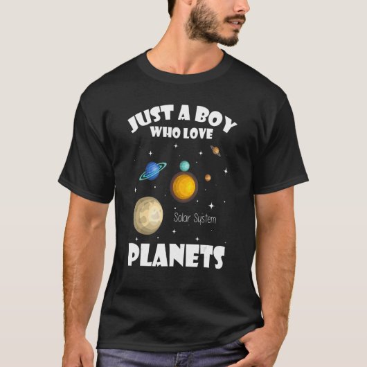 T-shirt Juste un garçon qui aime les planètes et l'espace (Devant)