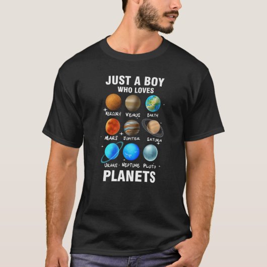 T-shirt Juste Un Garçon Qui Aime Les Planètes La Science S (Devant)