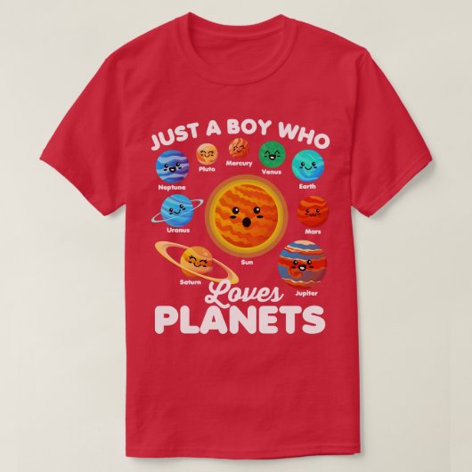 T-shirt Juste un garçon qui aime les planètes s'amuser Sys (Design devant)