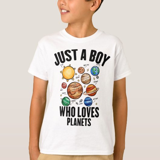 T-shirt Juste un garçon qui aime les planètes Système Sola (Devant)