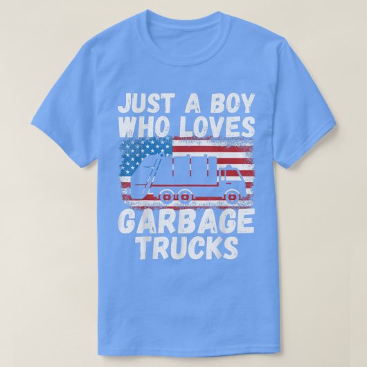 T-shirt Juste Un Garçon Qui Aime Les Poubelles Trucks Drôl (Design devant)