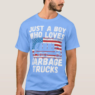 T-shirt Juste Un Garçon Qui Aime Les Poubelles Trucks Drôl