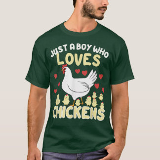 T-shirt Juste Un Garçon Qui Aime Les Poulets Agriculteurs 