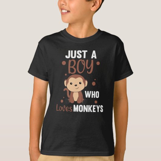 T-shirt Juste un garçon qui aime les singes Singes doux Si (Devant)