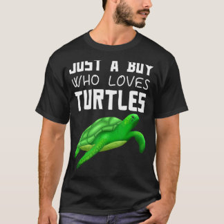 T-shirt Juste Un Garçon Qui Aime Les Tortues Reptile Tortu