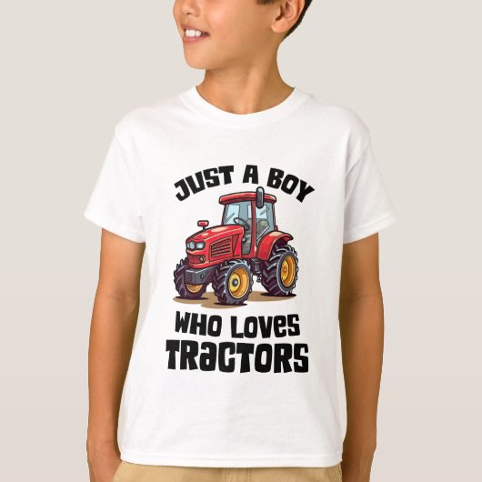 T-shirt Juste un garçon qui aime les tracteurs (Devant)