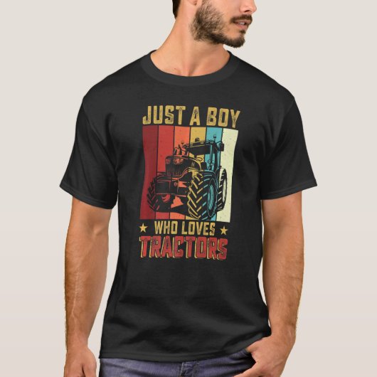 T-shirt Juste Un Garçon Qui Aime Les Tracteurs Agricole Le (Devant)