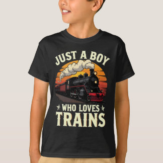 T-shirt Juste Un Garçon Qui Aime Les Trains Vintage Train 